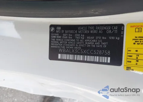 2012 BMW 650I из США, поврежденный, VIN WBALX3C5XCC528758